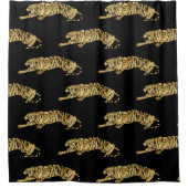 Elegantes Schwarz-Gold-Tiger-Muster Duschvorhang (Vorderseite)