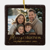 Elegantes Schwarz-Gold Typografie Weihnachtsfest F Keramikornament (Vorderseite)