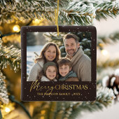 Elegantes Schwarz-Gold Typografie Weihnachtsfest F Keramikornament