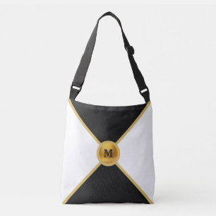 Elegantes Schwarz, Gold und Weiß Tragetaschen Mit Langen Trägern