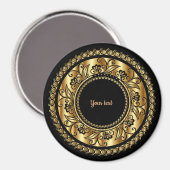 Elegantes Schwarz-Gold-Verziertes Template Magnet (Vorderseite/Rückseite)