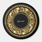 Elegantes Schwarz-Gold-Verziertes Template Magnet (Vorne)