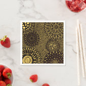 Elegantes Schwarz-Gold-Vintages Blumenmuster Serviette (Beispiel)