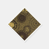 Elegantes Schwarz-Gold-Vintages Blumenmuster Serviette (Ecke)