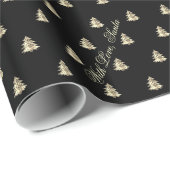 Elegantes Schwarz-Gold Weihnachtsbaum Muster Geschenkpapier (Rolleneckpunkt)