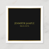 Elegantes Schwarz-Gold-Weiß-Luxus-Template Quadratische Visitenkarte (Vorderseite)