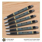 Elegantes Schwarz-Gold-Windows-Karo-Monogramm Kugelschreiber