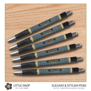 Elegantes Schwarz-Gold-Windows-Karo-Monogramm Kugelschreiber
