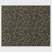 Elegantes Schwarz-Gold-Wirbel-Muster Geschenkpapier (Flach)