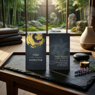 Elegantes Schwarz & Gold YOGA ZEN Symbol Pinselstr Visitenkarte