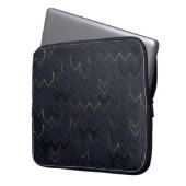Elegantes Schwarz-Gold-Zickzack Muster - Laptop-Si Laptopschutzhülle (Vorderseite Links)