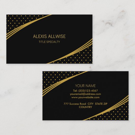 Elegantes Schwarz & Golden Visitenkarte (Vorne/Hinten)