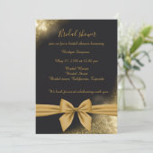 elegantes, schwarz-goldenes Brautparty Einladung (Stehend Vorderseite)