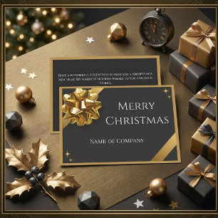 Elegantes schwarz-goldenes Firmenweihnachtsfest mi Feiertagskarte