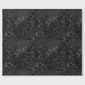 Elegantes Schwarz-Gotisches Imitat Foil Foliage Bl Geschenkpapier (Flach)