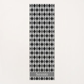 Elegantes Schwarz-Grau-Diamant-Muster und Text Yogamatte (Vorderseite)