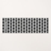 Elegantes Schwarz-Grau-Diamant-Muster und Text Yogamatte (Vorderseite (Horizontal))