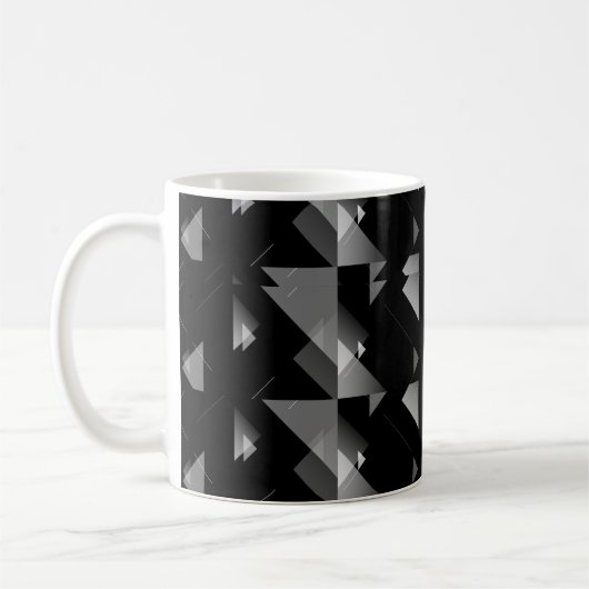 Elegantes Schwarz-Grau-Dreieck Geometrisch Gemuste Kaffeetasse (Links)