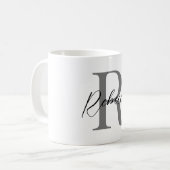 Elegantes Schwarz-Grau-Minimalistisches Monogramm Kaffeetasse (Vorderseite Links)