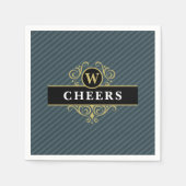 Elegantes Schwarz-Grau-Pinstripe-Muster Serviette (Vorderseite)