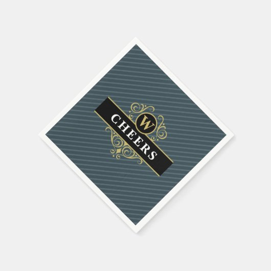 Elegantes Schwarz-Grau-Pinstripe-Muster Serviette (Ecke)