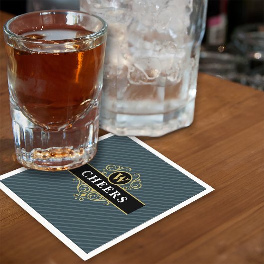 Elegantes Schwarz-Grau-Pinstripe-Muster Serviette