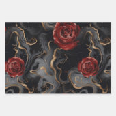 Elegantes Schwarz-Grau-Rot-Gold-Marmor-Dekoupage Geschenkpapier Set (Vorderseite 2)
