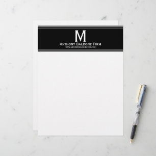 Elegantes Schwarz-Graue Streifen Markenname Monogr Briefbogen