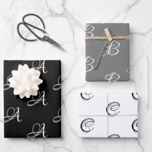 Elegantes, schwarz-graues, benutzerdefiniertes Skr Geschenkpapier Set