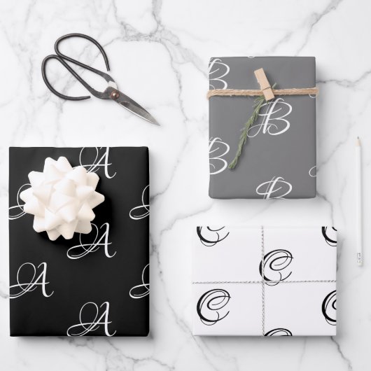Elegantes, schwarz-graues, benutzerdefiniertes Skr Geschenkpapier Set (Vorderseite)