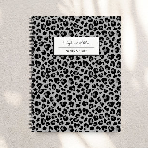 Elegantes Schwarz-Graues Leoparden-Skin-Muster-Mon Notizblock