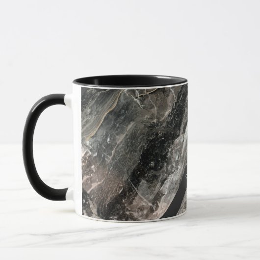 Elegantes schwarz-graues Marmormuster mit Namen Tasse (Links)