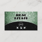 Elegantes Schwarz-Grün-Sparkle-Glitzer-Diamanten-L Visitenkarte (Vorderseite)