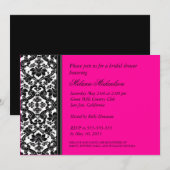 Elegantes Schwarz-Heiß-Rosa-Blau-Damaskus-Brautpar Einladung (Vorne/Hinten)