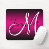Elegantes Schwarz-Heiß-Rosa Ombre Monogramm Mousepad (Mit Mouse)