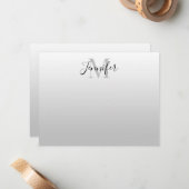 Elegantes Schwarz-Hellgrau Ombre Monogram Mitteilungskarte (Vorderseite/Rückseite Beispiel)