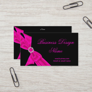 Elegantes Schwarz-Hot-Pink-Diamant-Bogen-Design Visitenkarte