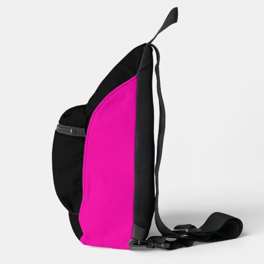 Elegantes Schwarz-Hot-Pink-Script-Monogramm Crossbody Bag (Rechts)