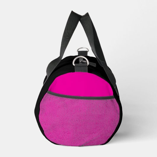 Elegantes Schwarz-Hot-Pink-Script-Monogramm Duffle Bag (Rechts)