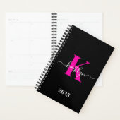 Elegantes Schwarz-Hot-Pink-Script-Monogramm Planer (Anzeige)