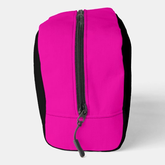 Elegantes Schwarz-Hot-Pink-Script-Monogramm Waschbeutel (Rechts)