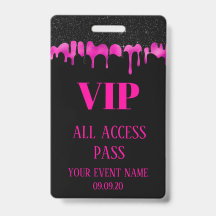 Elegantes Schwarz Hot Pink Tropf VIP-Zugang Event