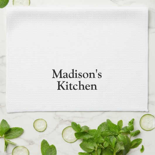 Elegantes Schwarz-individuelle Name-Textmonogramm Geschirrtuch (Gefaltet)