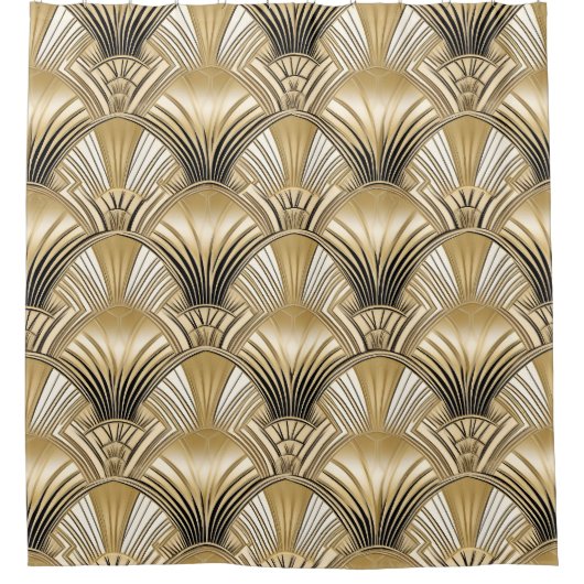 Elegantes Schwarz-Kunst-Deko-Muster Duschvorhang (Vorderseite)