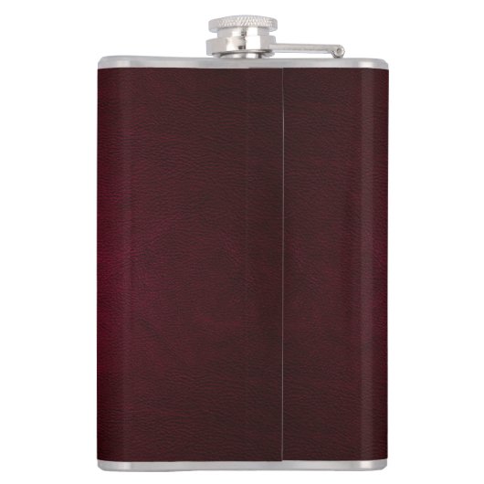 Elegantes Schwarz-Leder-Look Monogramm Flachmann (Rückseite)