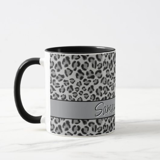 Elegantes Schwarz-Leopard-Geparden Tasse (Links)