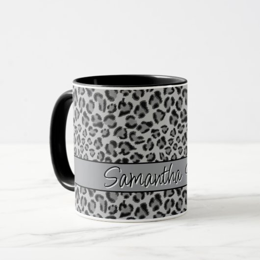 Elegantes Schwarz-Leopard-Geparden Tasse (Vorderseite Links)