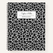 Elegantes Schwarz-Leopard-Muster Monogramm Notizblock (Vorderseite)