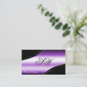 Elegantes Schwarz-Lila-Kurven-Monogramm-Foto Visitenkarte (Stehend Vorderseite)