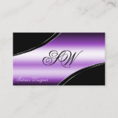 Elegantes Schwarz-Lila-Kurven-Monogramm-Foto Visitenkarte (Vorderseite)